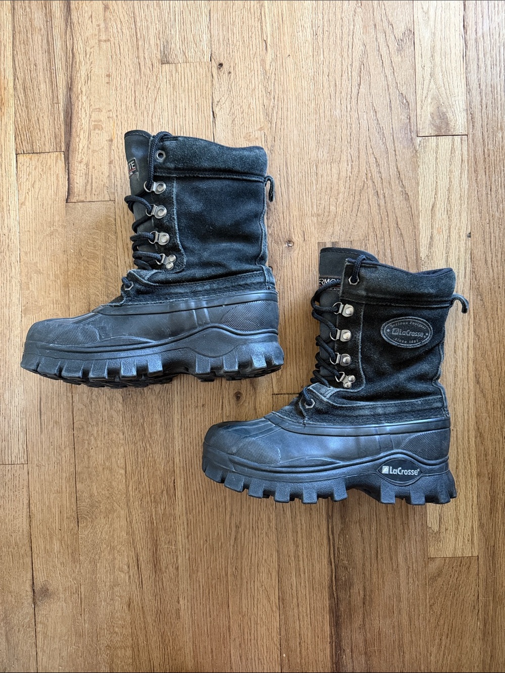 LaCrosse Black Suede Waterproof Insulated Winter Pac Snow Boots Size 6